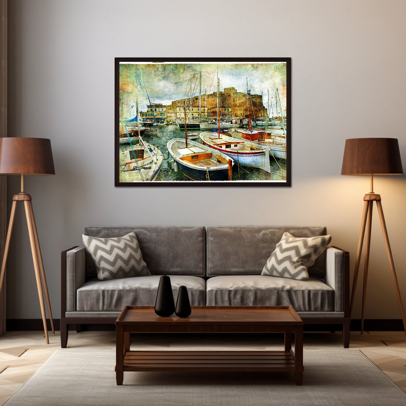 Leinwandbild - Boote im Hafen