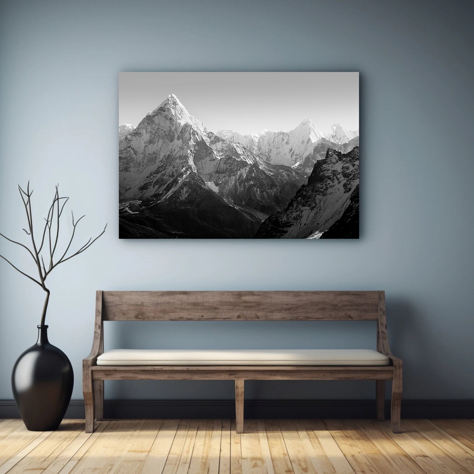 Peinture sur toile - Montagne en noir et blanc