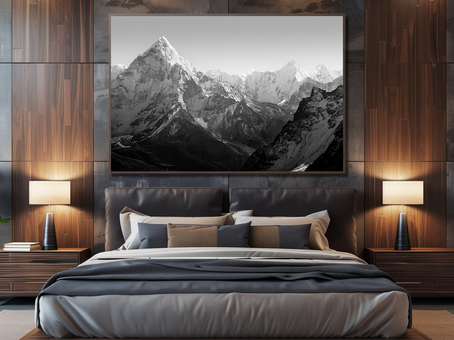 Peinture sur toile - Montagne en noir et blanc