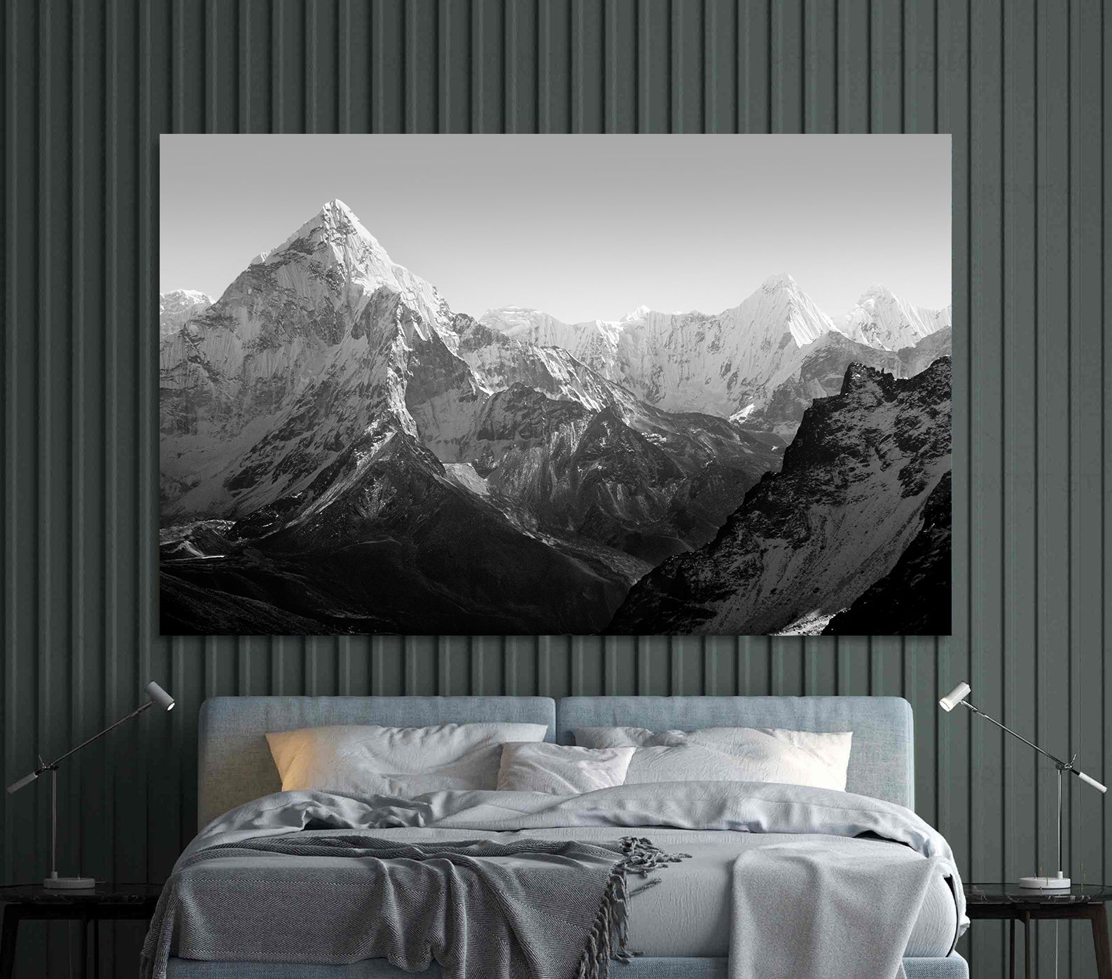Peinture sur toile - Montagne en noir et blanc