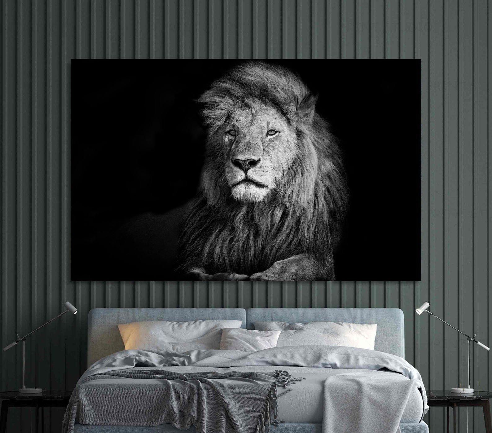 Peinture sur toile - Lion noir et blanc