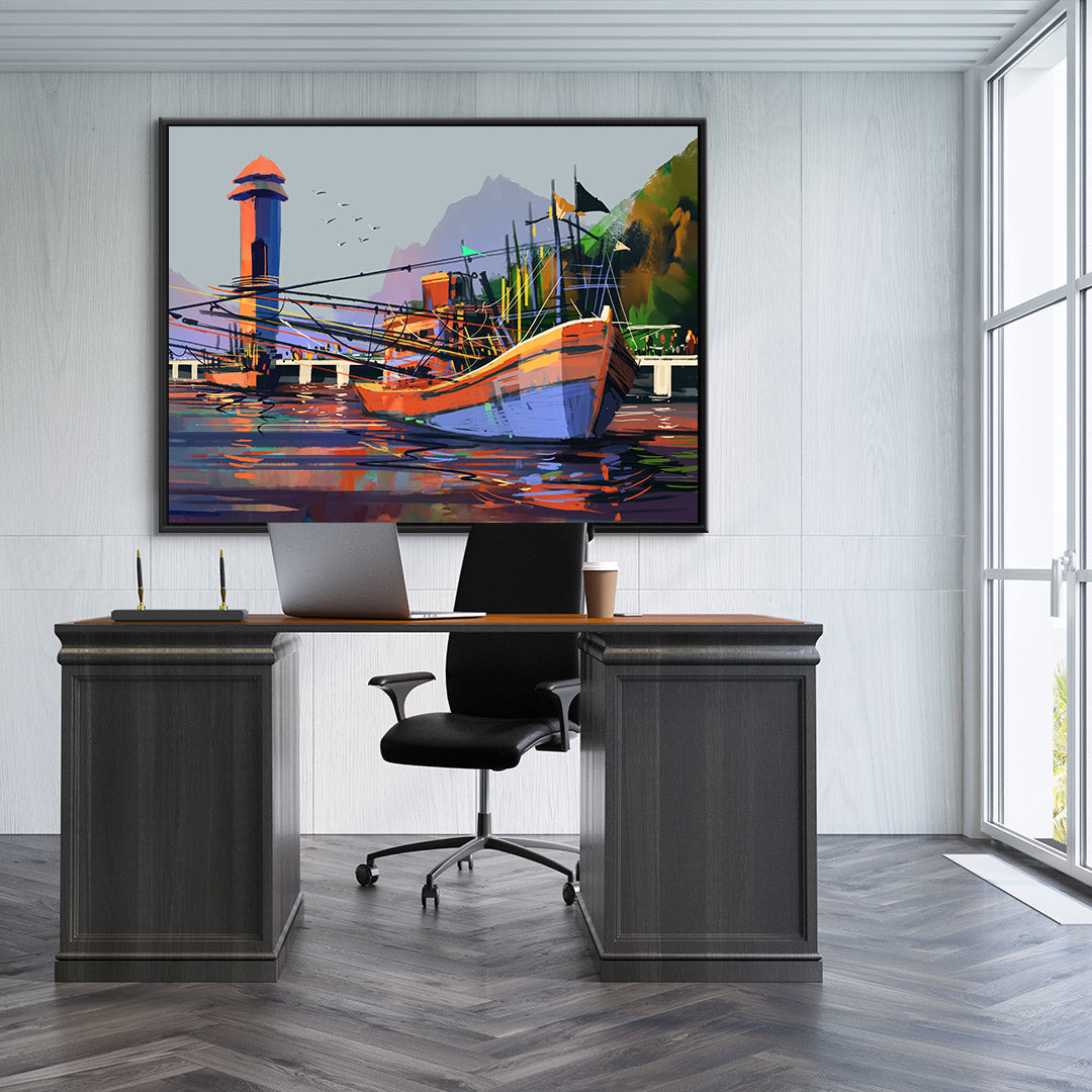 Tableau sur toile - Bateau multicolore