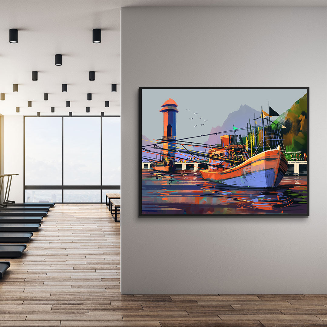 Tableau sur toile - Bateau multicolore