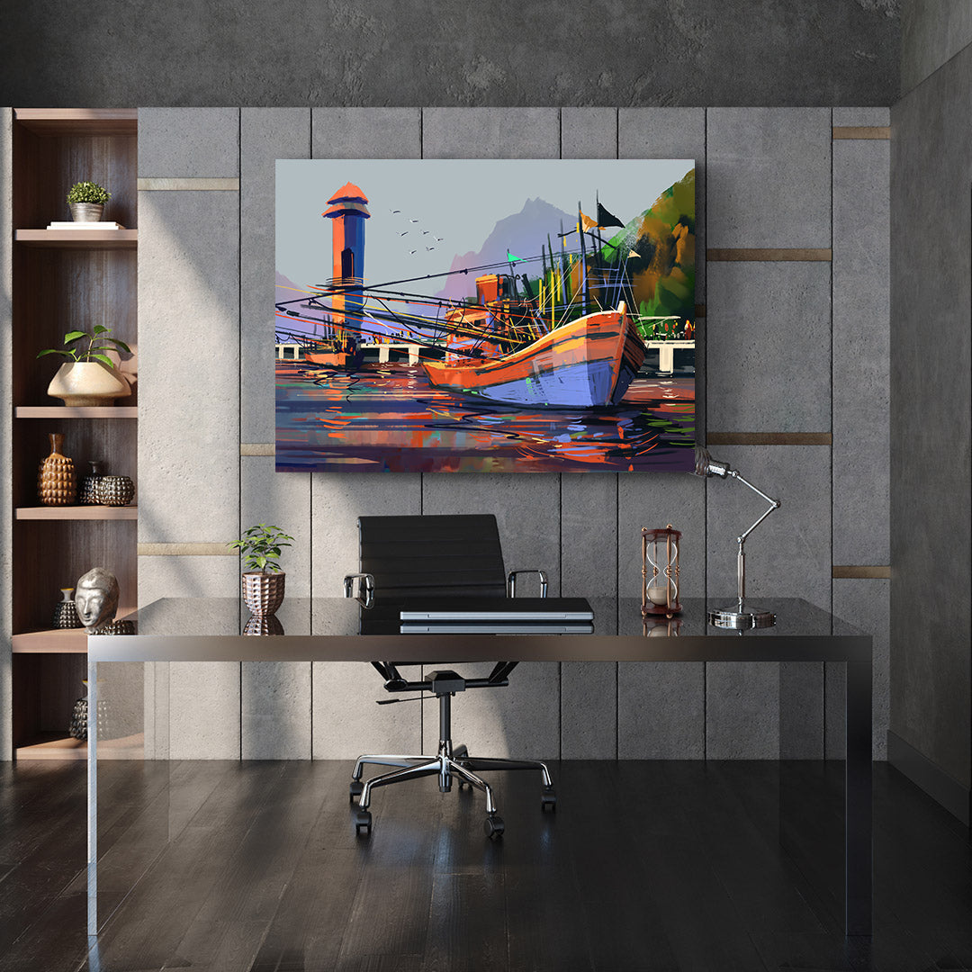 Tableau sur toile - Bateau multicolore