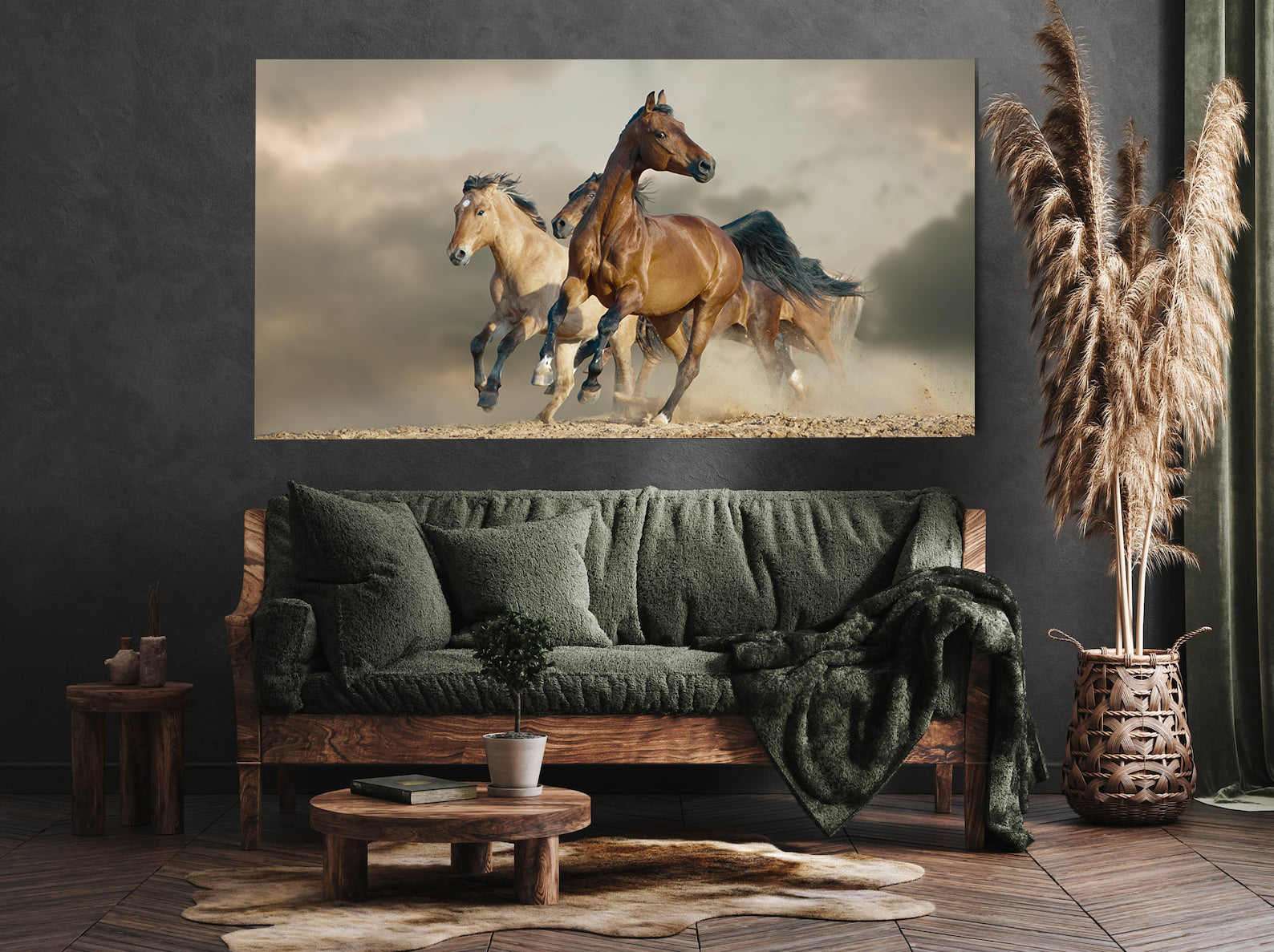Peinture sur toile - Chevaux de sport