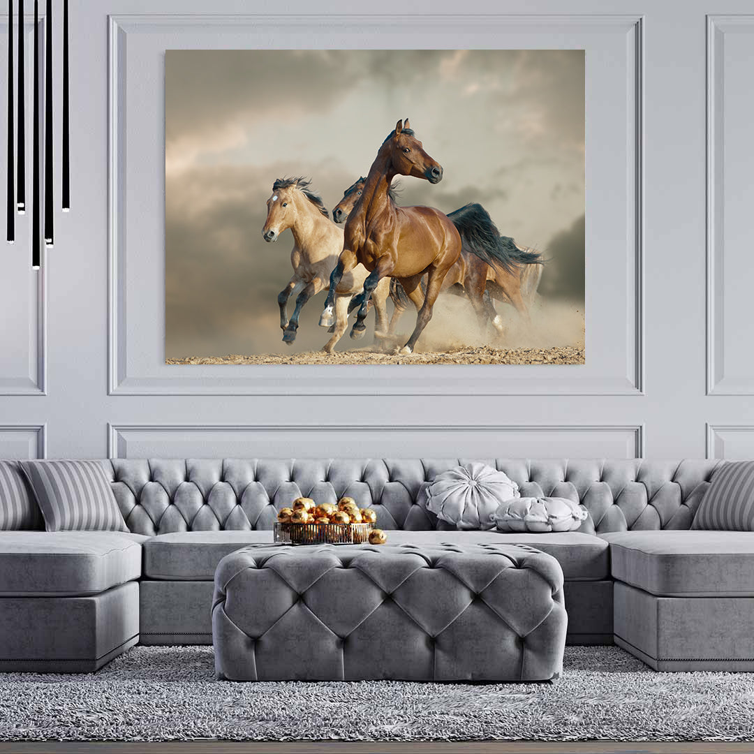 Peinture sur toile - Chevaux de sport