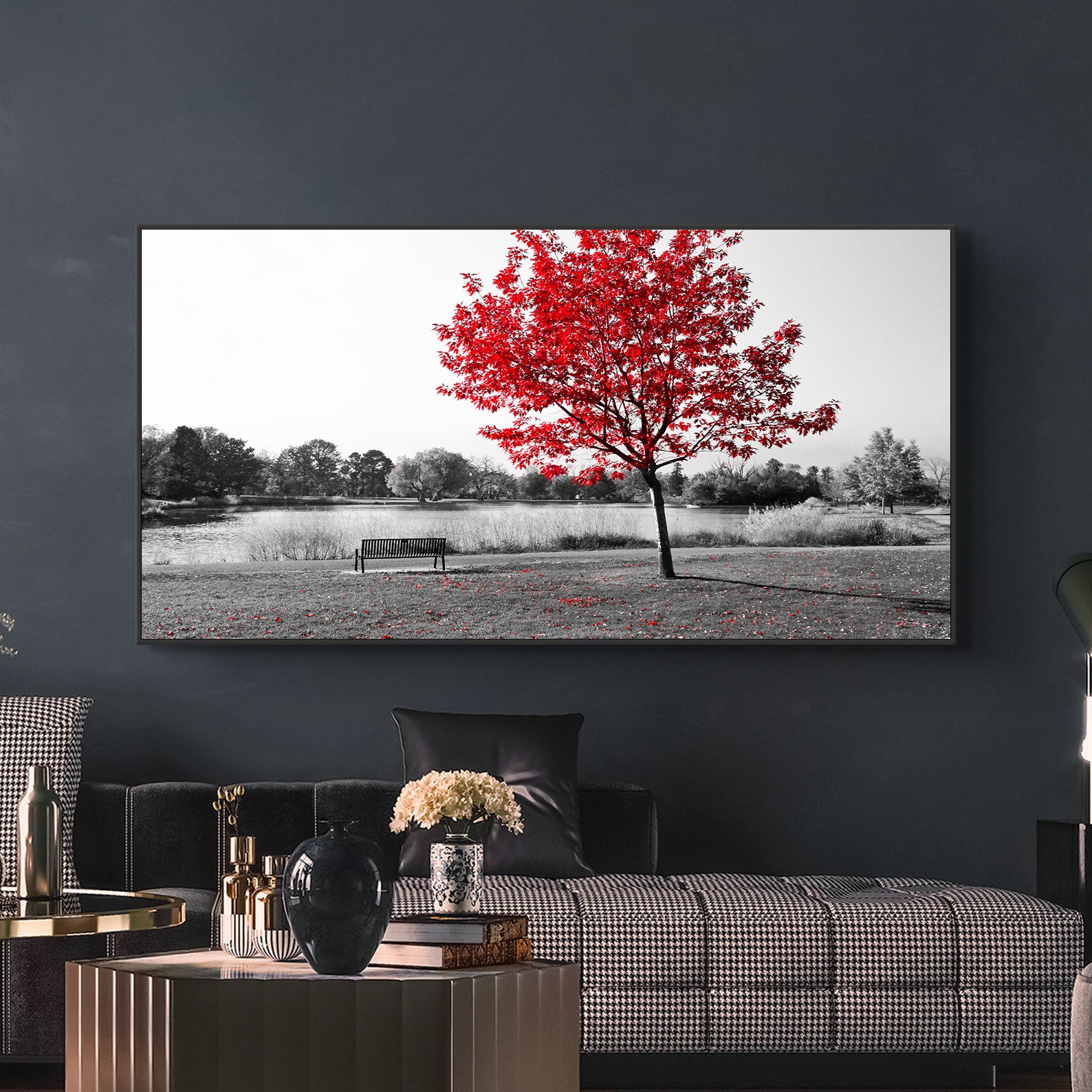 Peinture sur toile - Arbre rouge