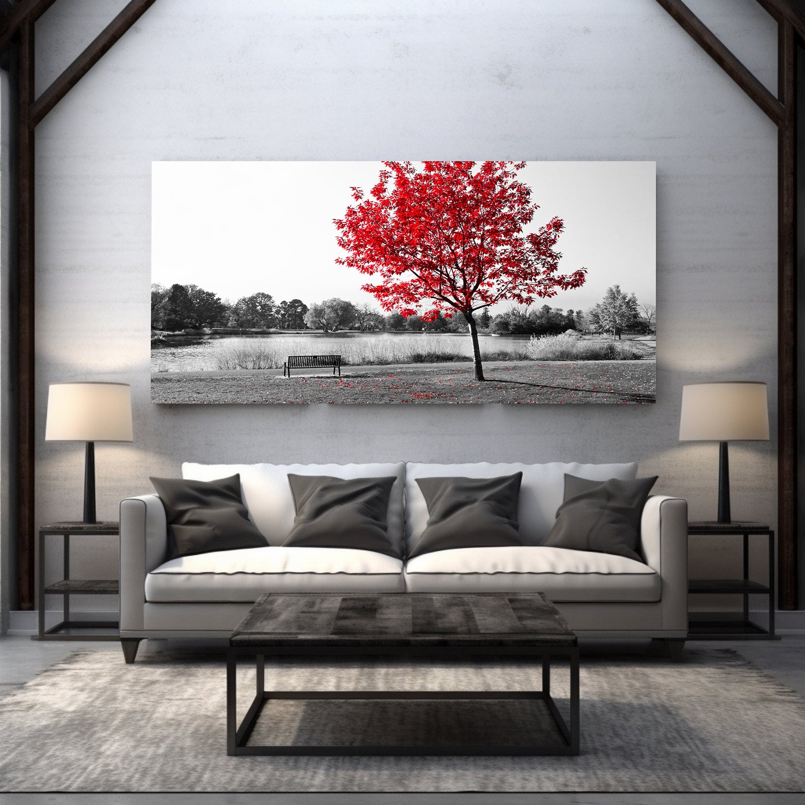 Peinture sur toile - Arbre rouge