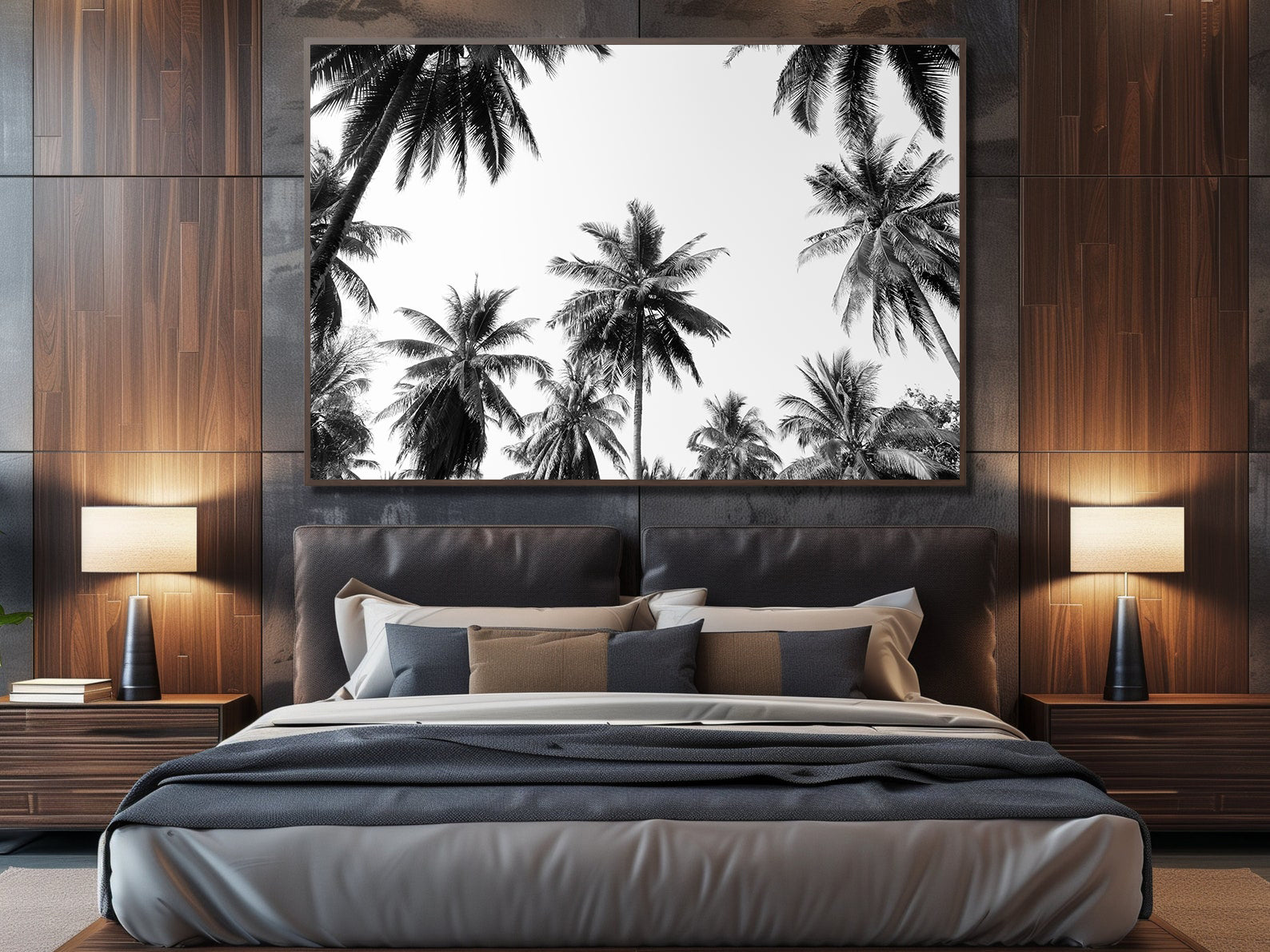 Tablou Canvas - Palmieri Alb Negru