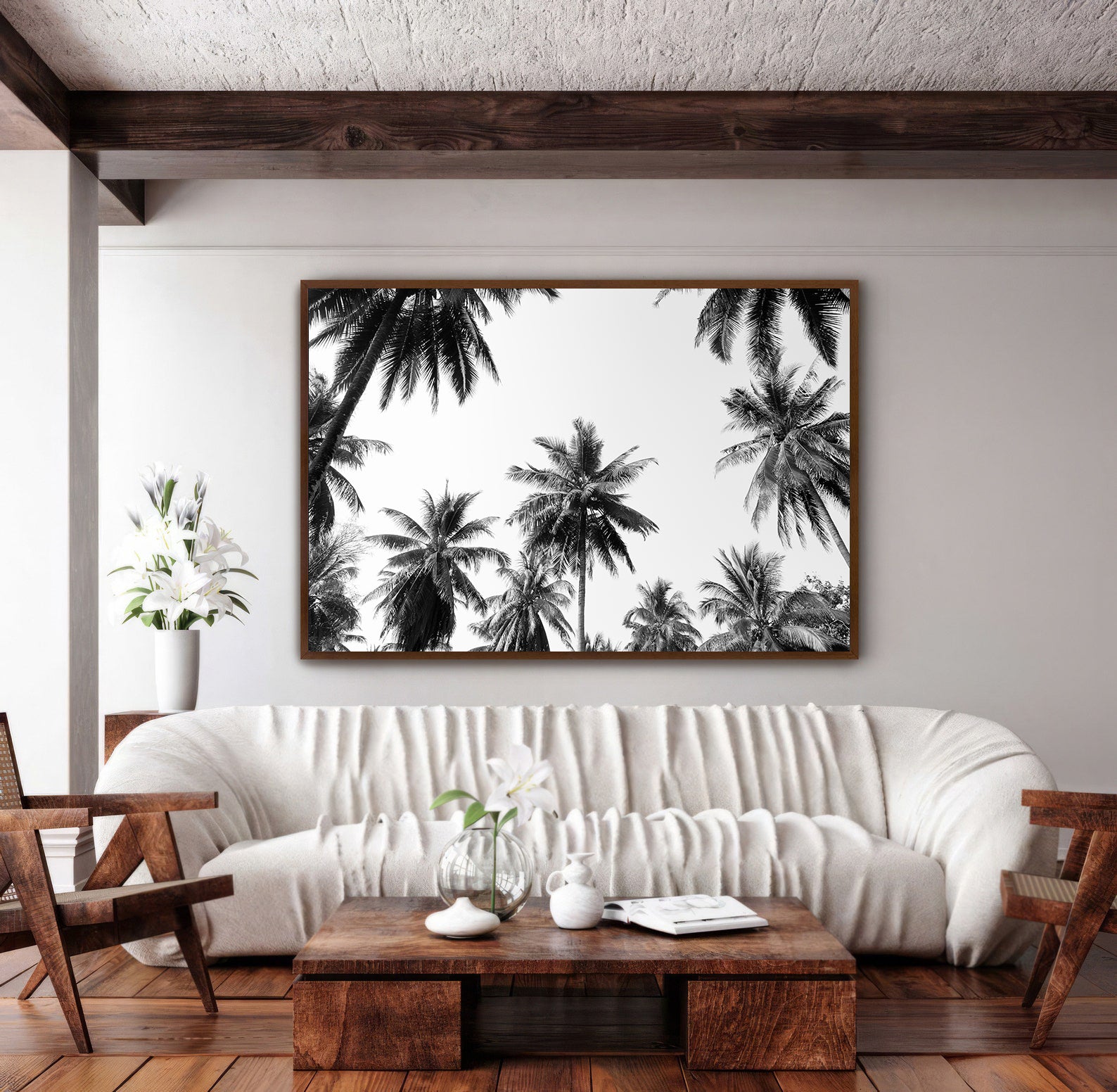 Tablou Canvas - Palmieri Alb Negru