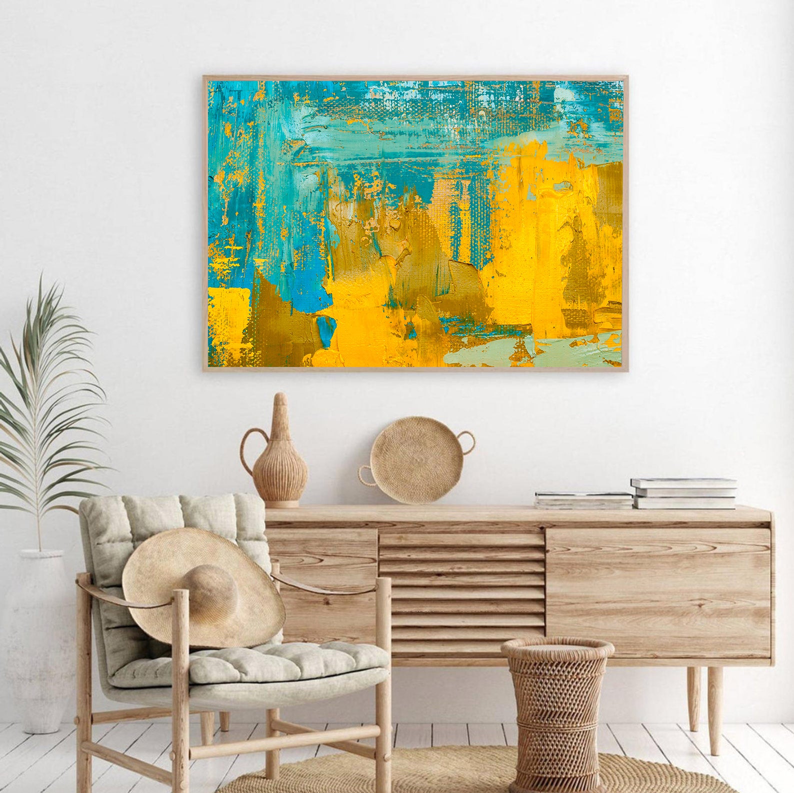 Leinwandgemälde - Grün und Gold Abstrakt