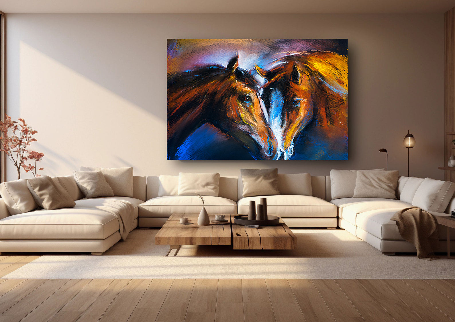 Leinwandgemälde - Verliebte Pferde