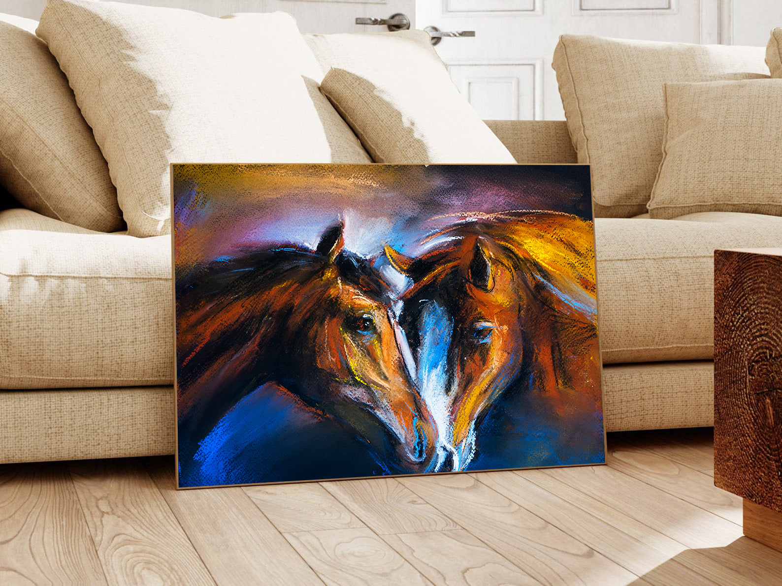 Leinwandgemälde - Verliebte Pferde