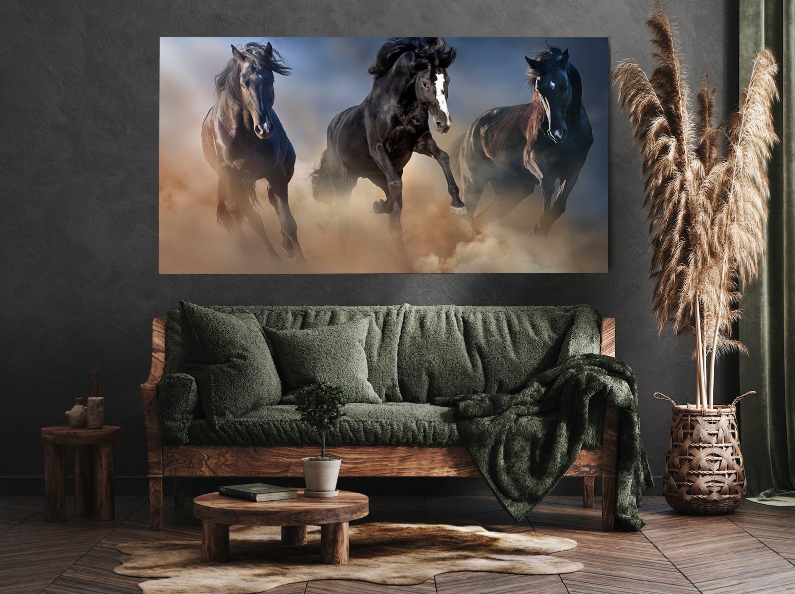 Leinwandbild - Schwarze Hengste