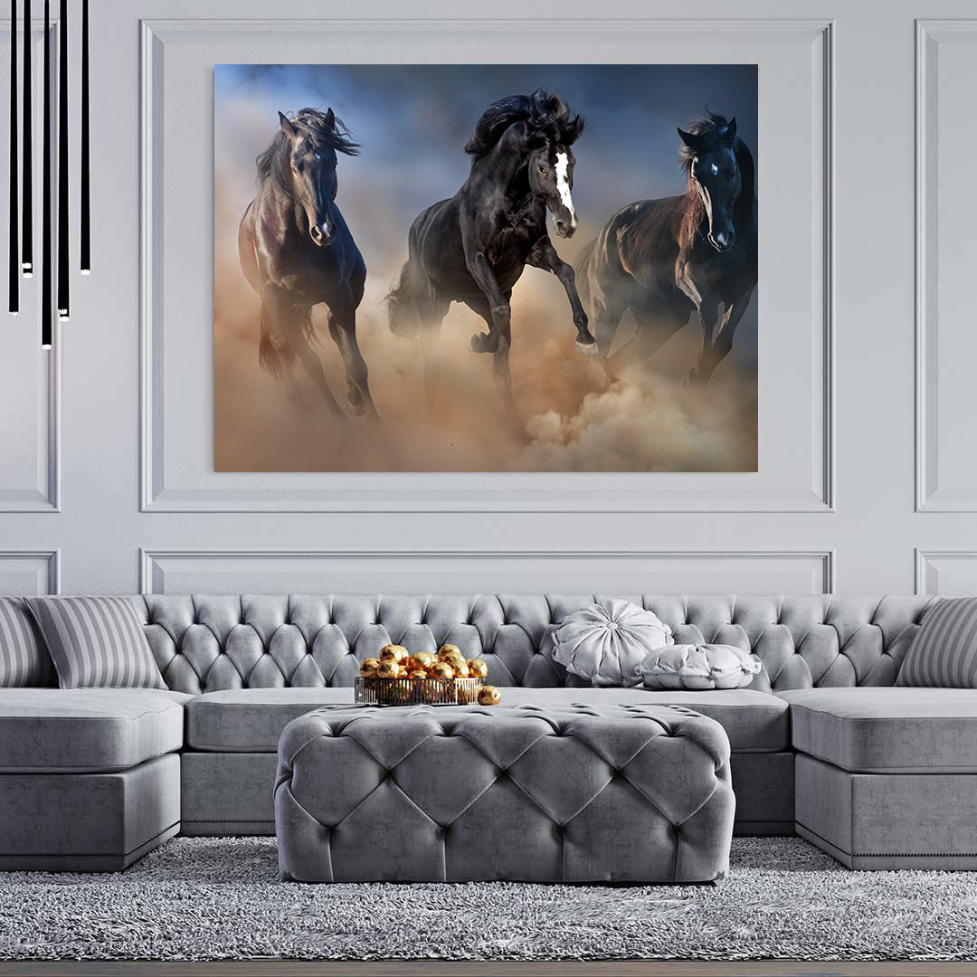 Leinwandbild - Schwarze Hengste