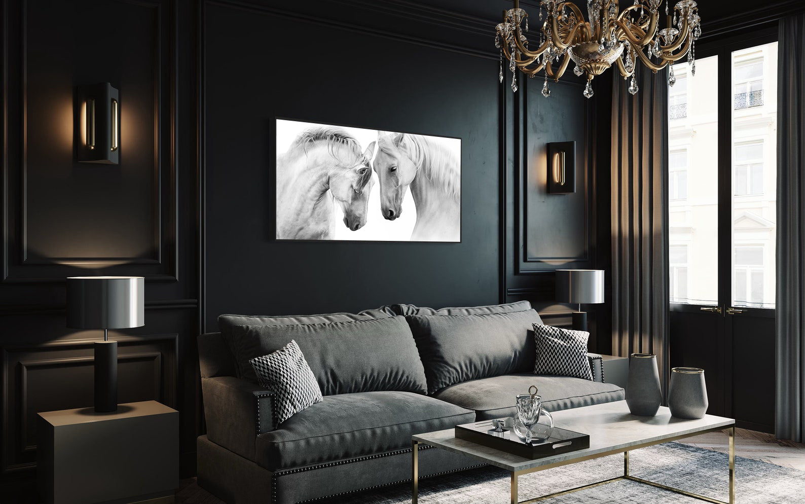 Leinwandbild - Weiße Pferde