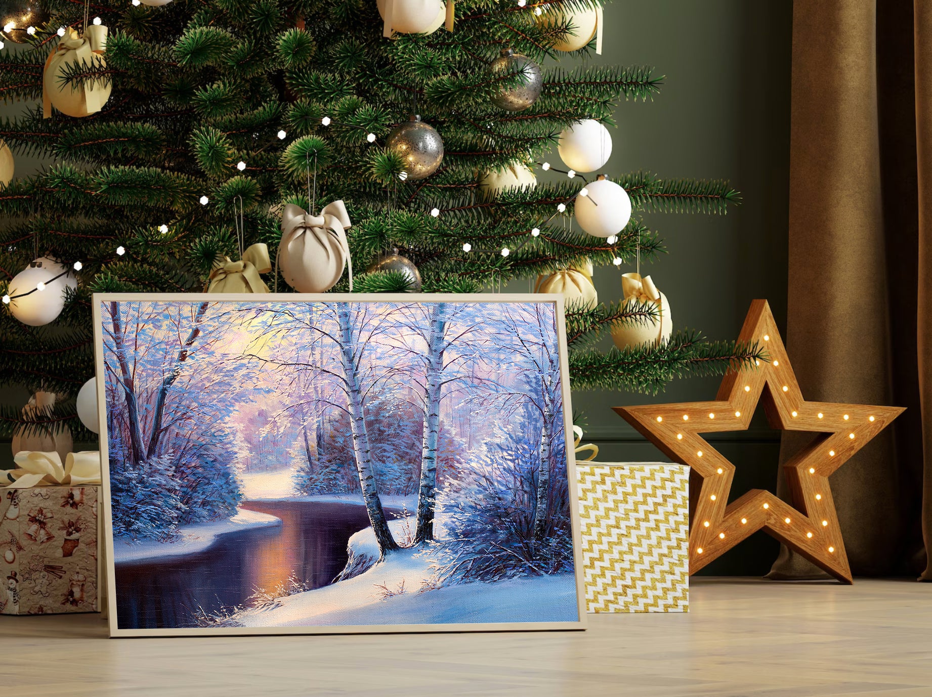 Peinture sur toile - Paysage d'hiver