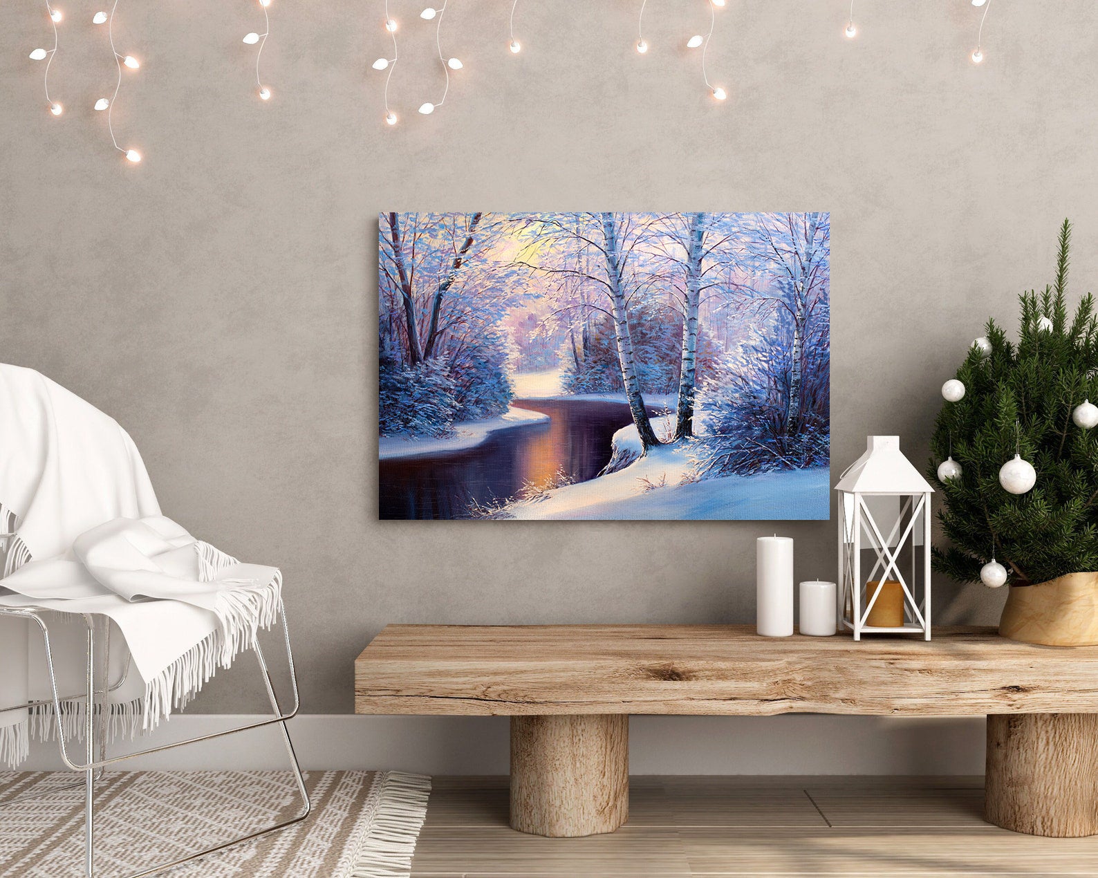 Peinture sur toile - Paysage d'hiver