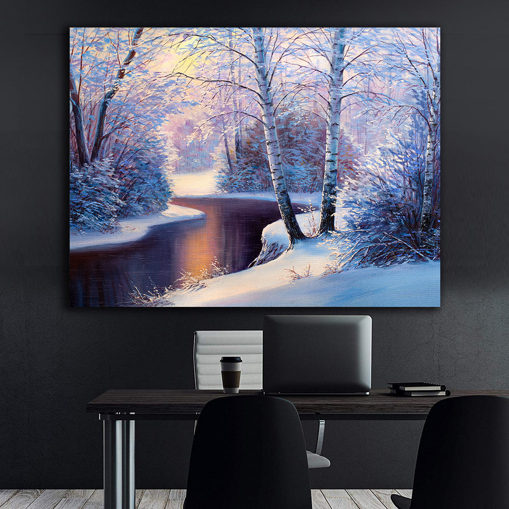 Peinture sur toile - Paysage d'hiver