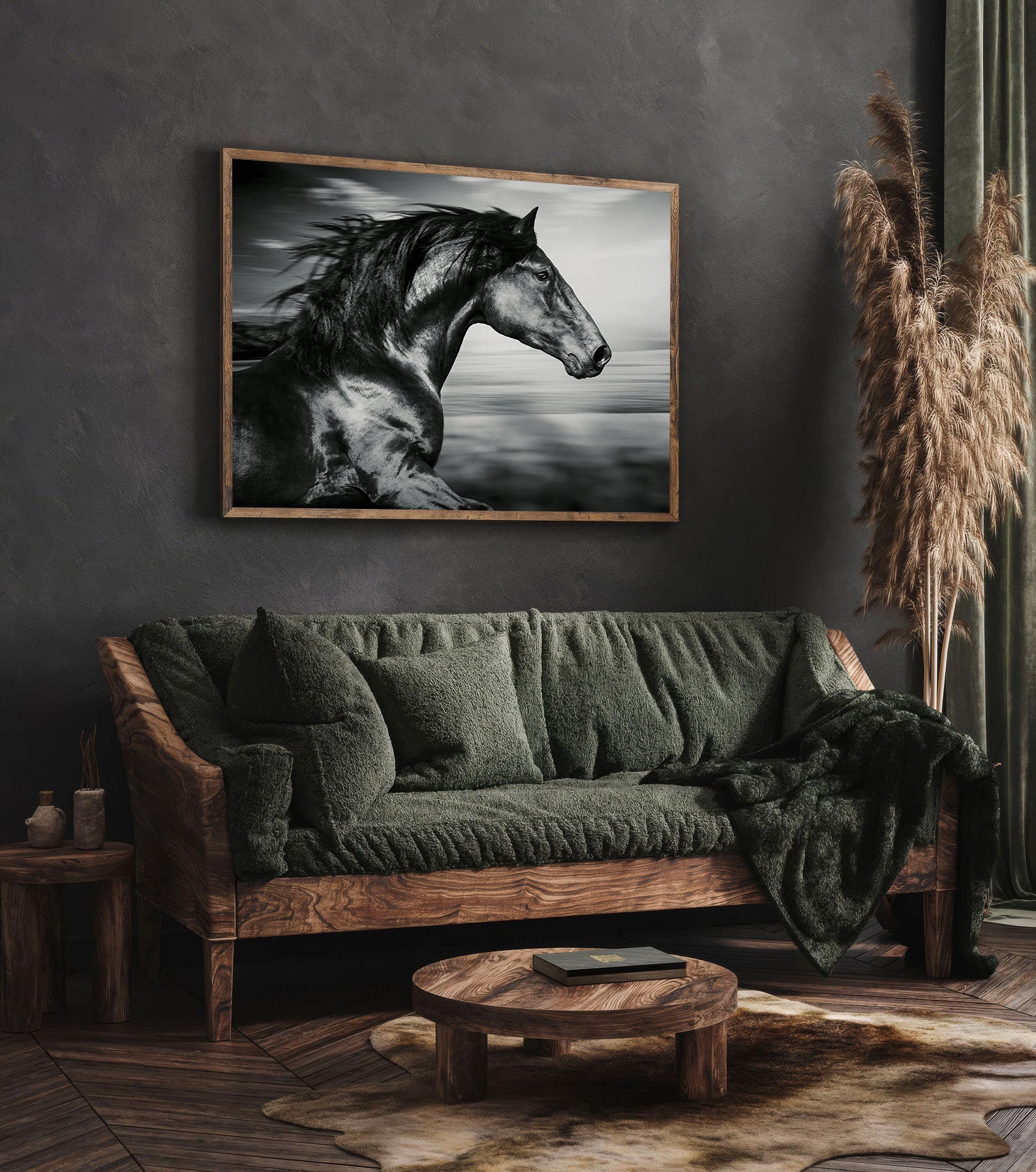 Leinwandgemälde - Schwarzes Sportpferd