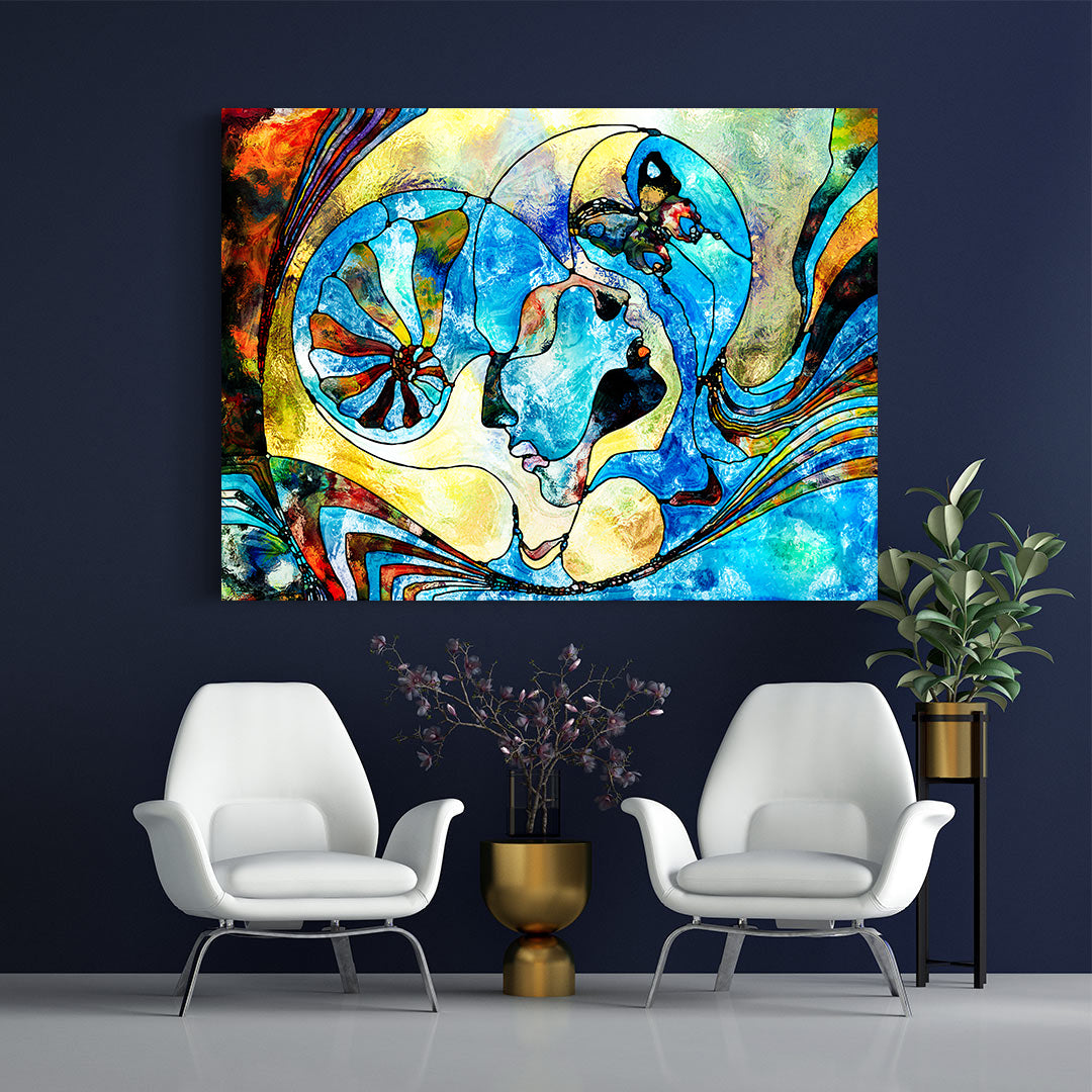 Leinwandbild - Zwei Liebende Abstrakt