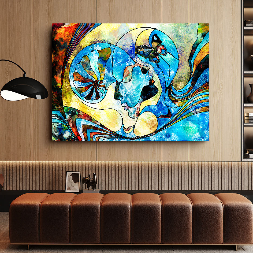 Leinwandbild - Zwei Liebende Abstrakt
