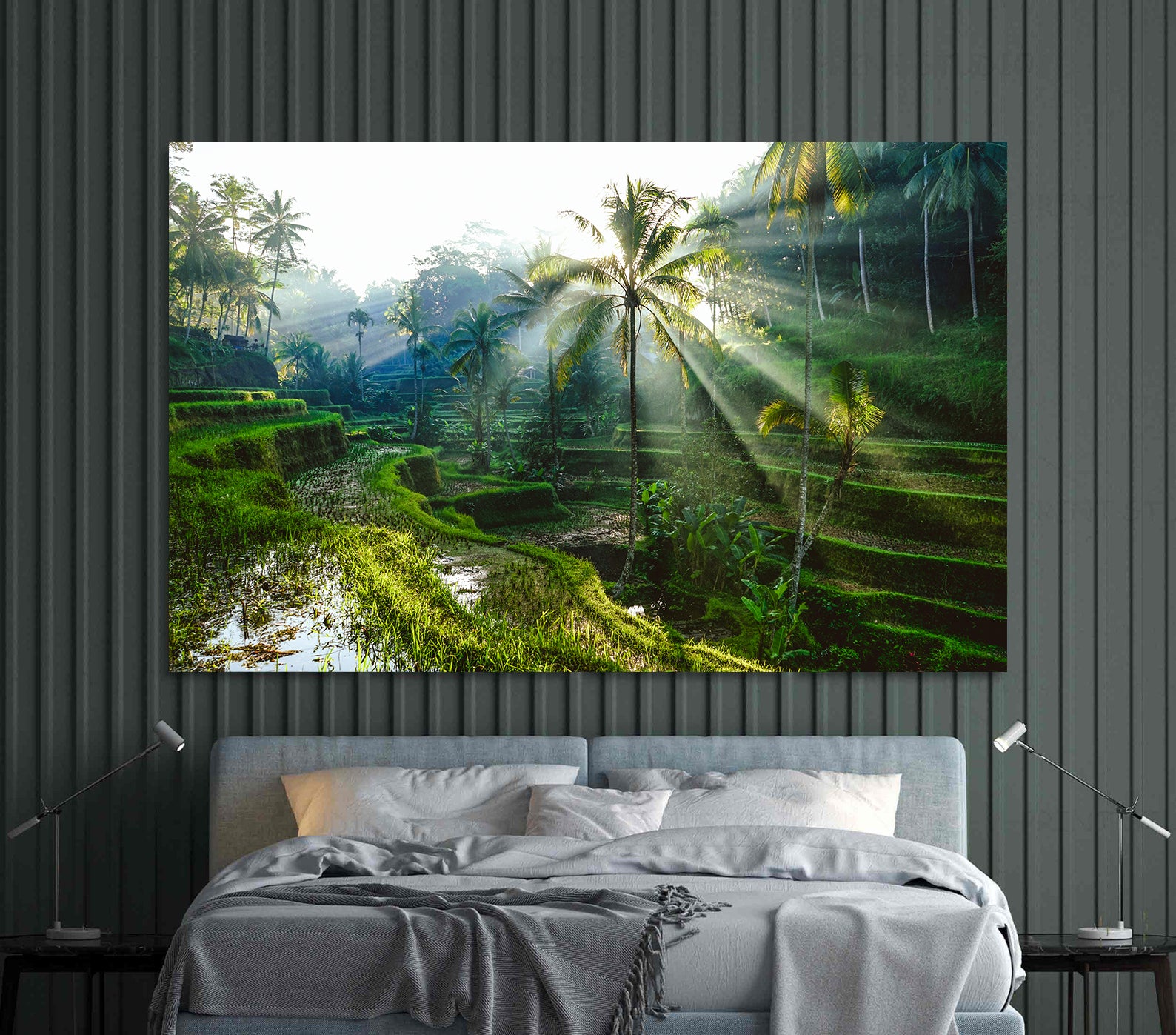 Peinture sur toile - Paysage avec palmiers