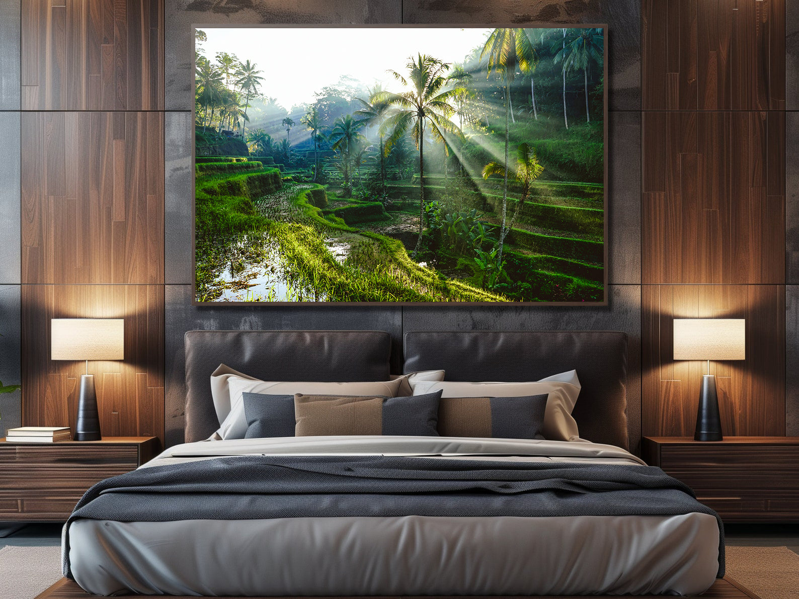 Peinture sur toile - Paysage avec palmiers