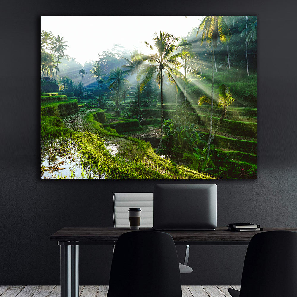 Peinture sur toile - Paysage avec palmiers