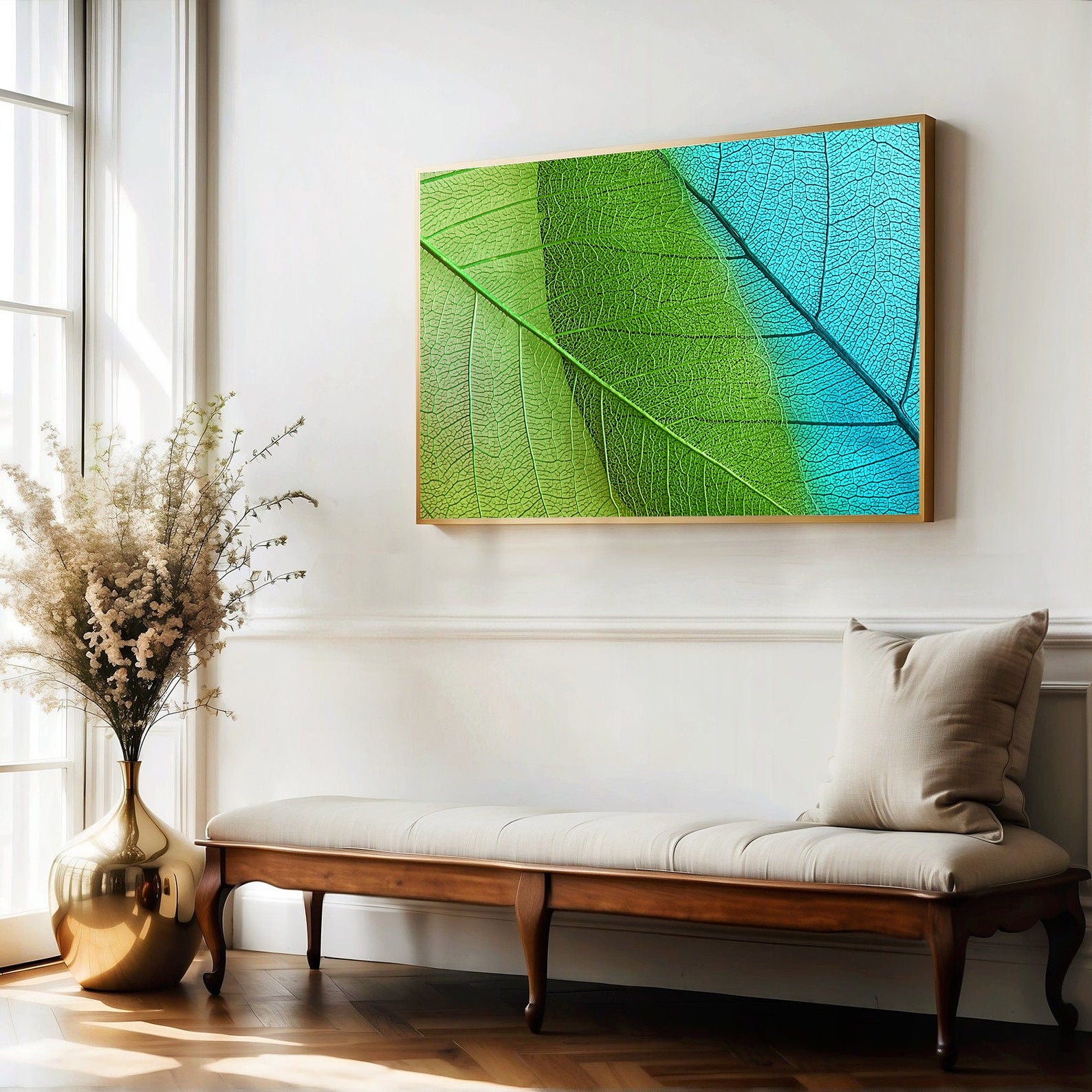 Peinture sur toile - Feuille verte