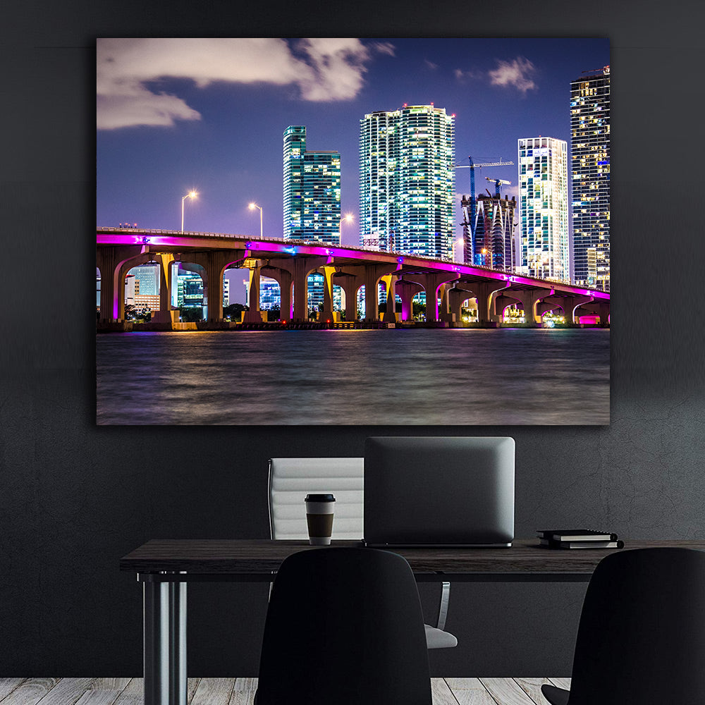 Leinwandbild - Miami Florida Nacht