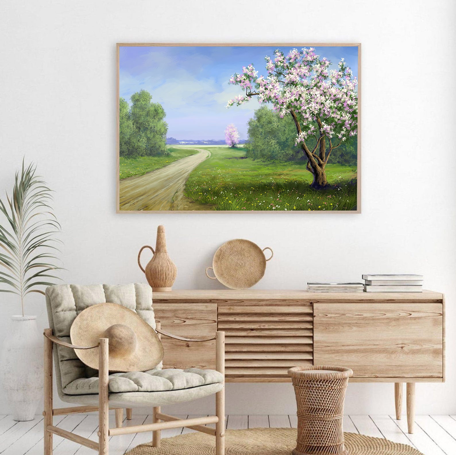 Leinwandgemälde - Baum mit rosa Blumen