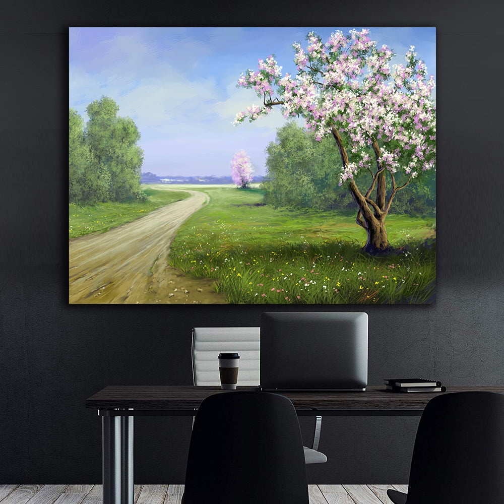 Leinwandgemälde - Baum mit rosa Blumen