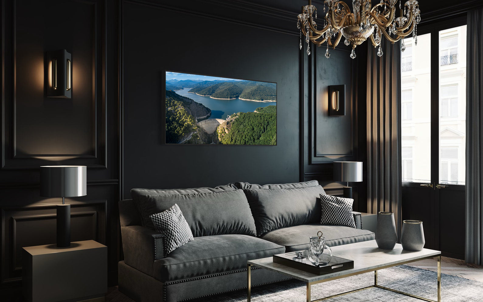 Peinture sur toile – Barrage et lac Vidraru