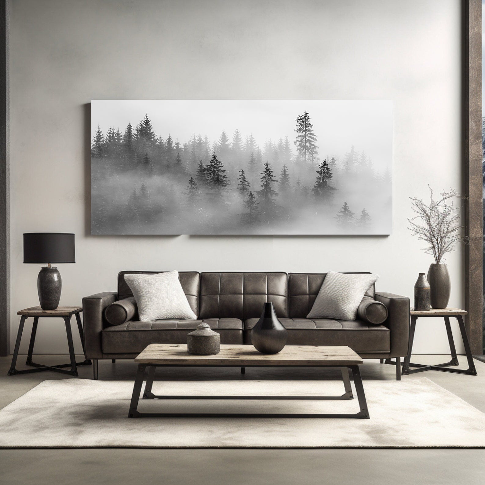 Peinture sur toile - Forêt dans la brume