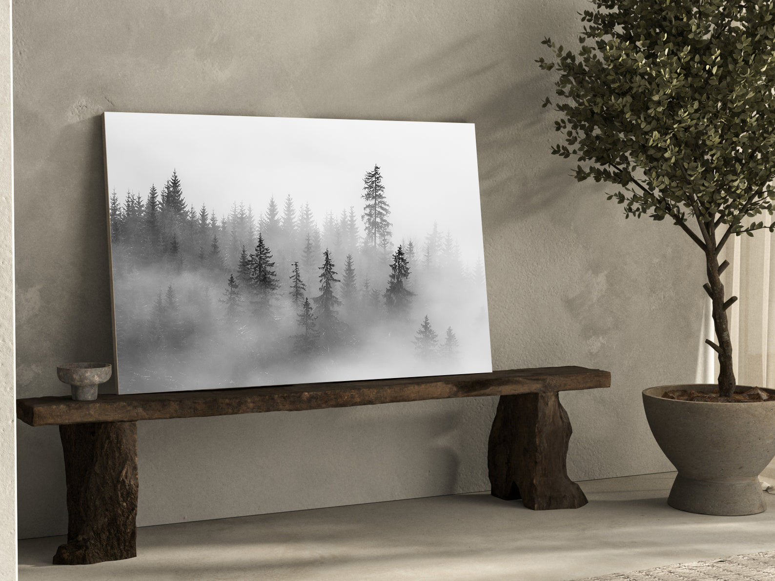 Peinture sur toile - Forêt dans la brume