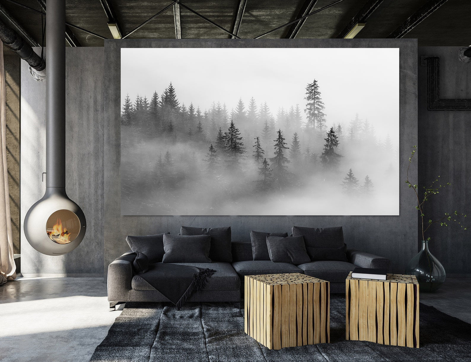 Peinture sur toile - Forêt dans la brume