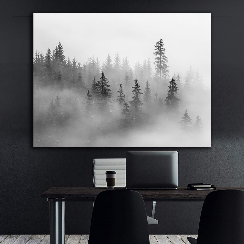 Leinwandbild - Wald im Nebel
