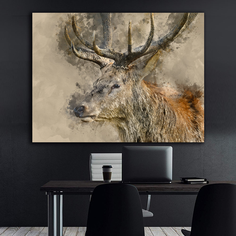 Leinwandbild - Hirschportrait