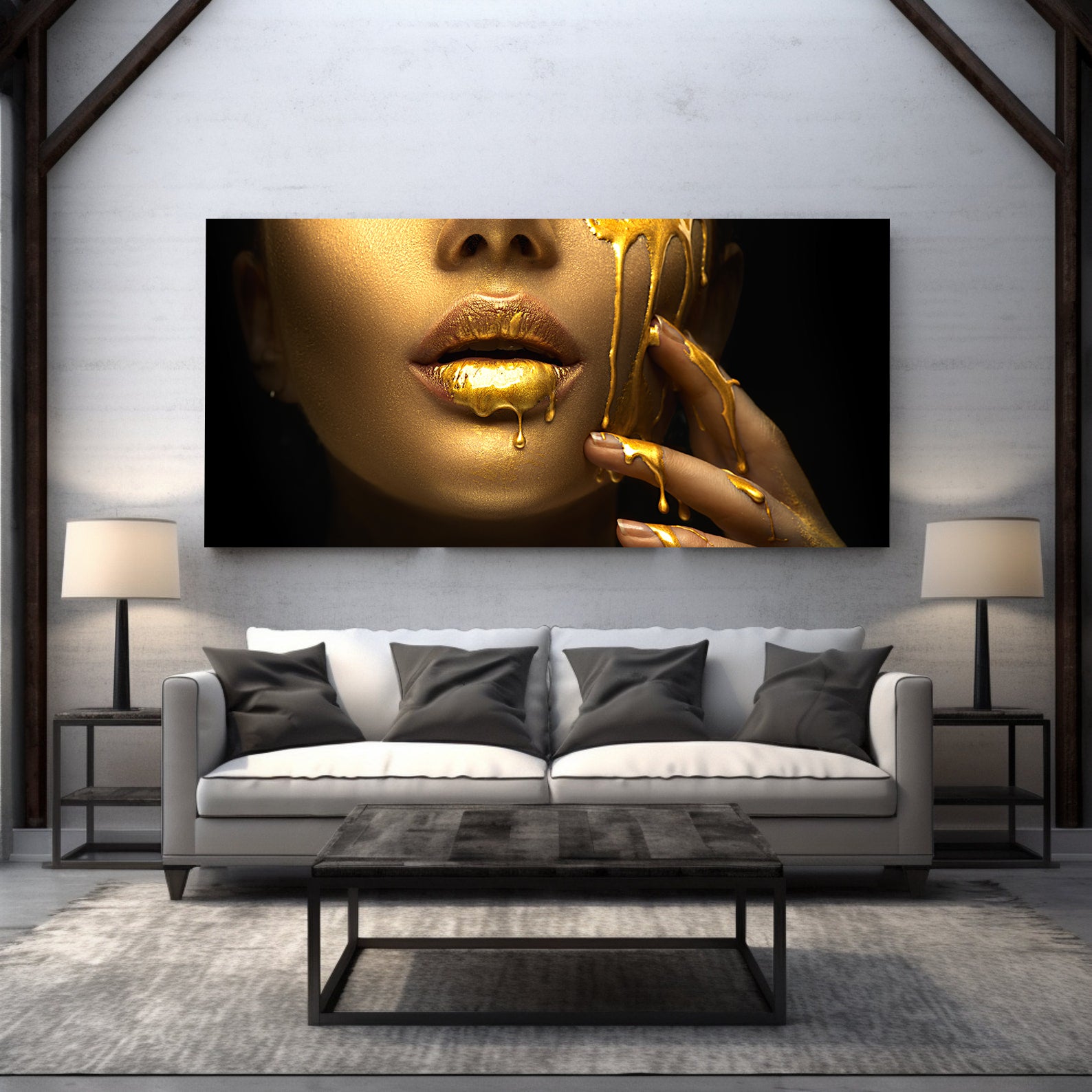 Leinwandgemälde - Gold auf den Lippen