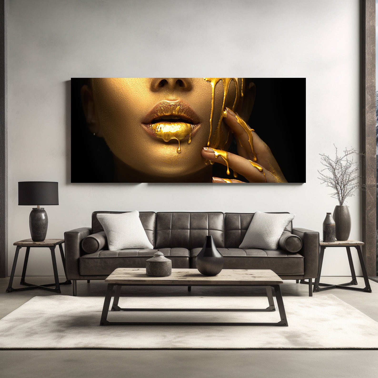 Leinwandgemälde - Gold auf den Lippen