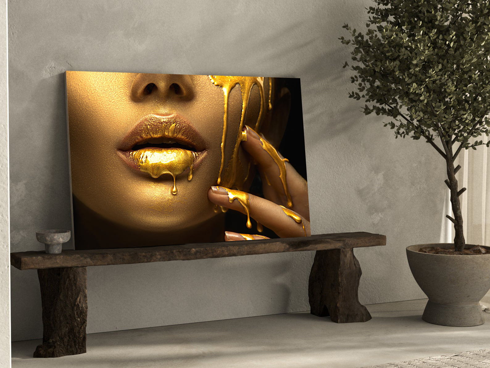 Leinwandgemälde - Gold auf den Lippen