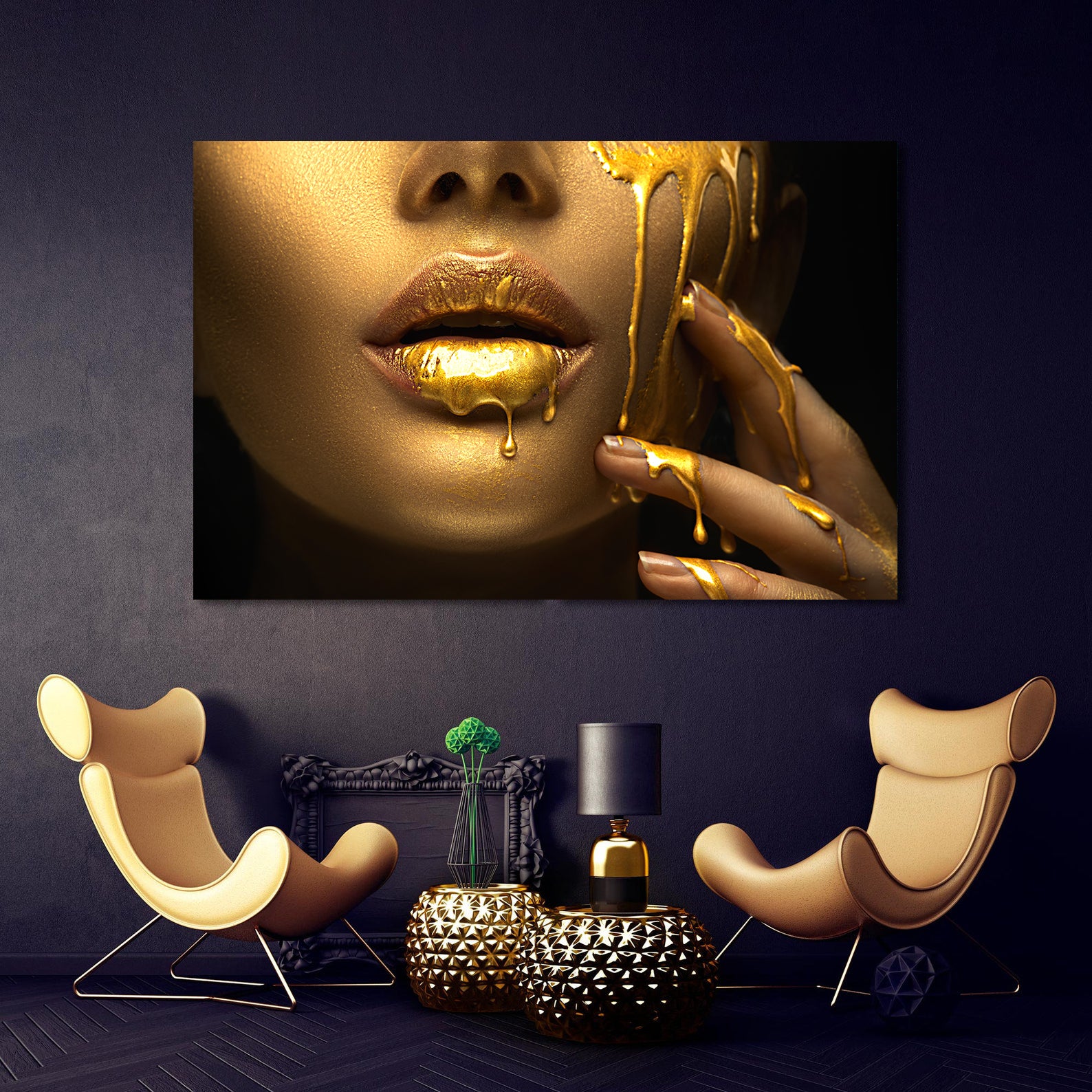 Leinwandgemälde - Gold auf den Lippen