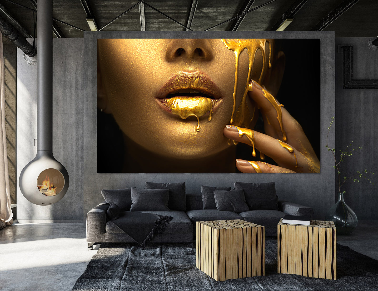 Leinwandgemälde - Gold auf den Lippen