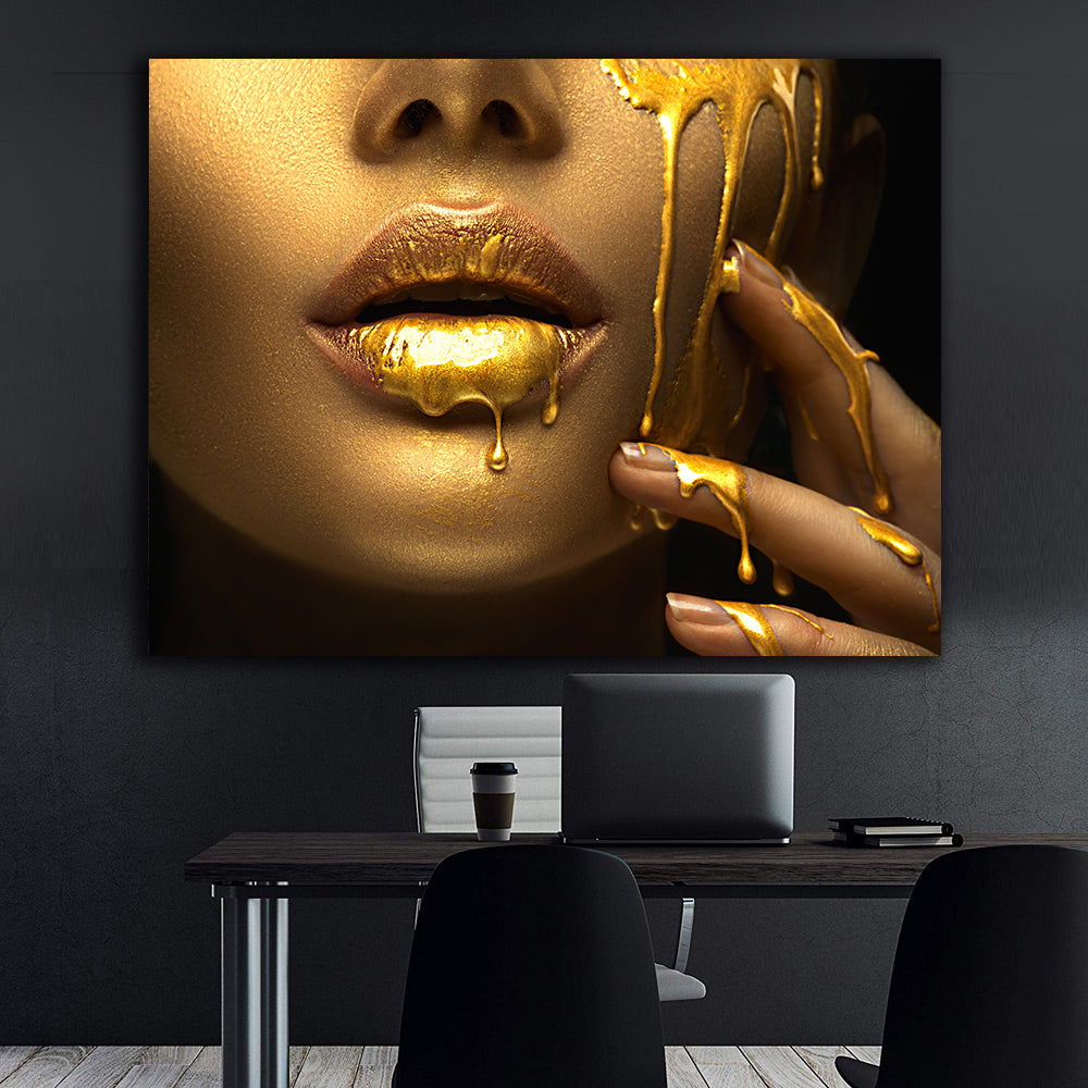 Leinwandgemälde - Gold auf den Lippen