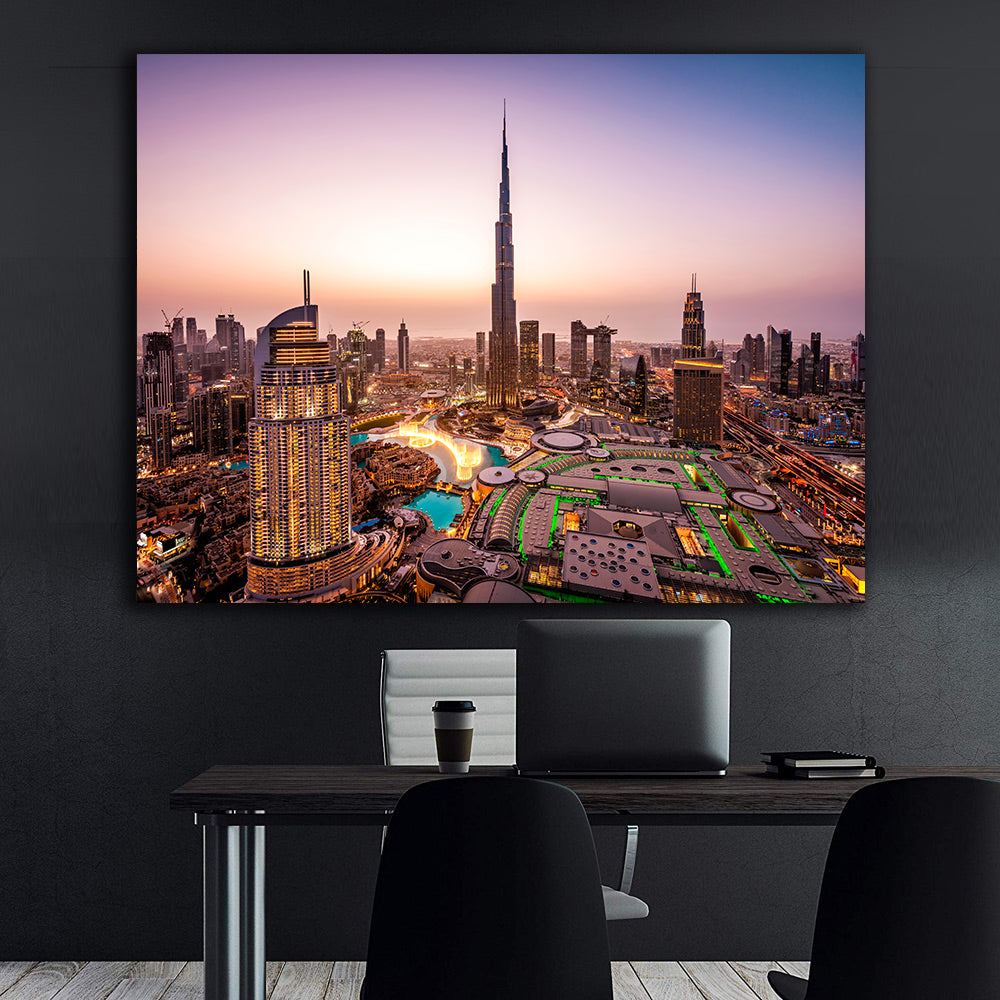 Leinwandgemälde - Dubai bei Sonnenuntergang