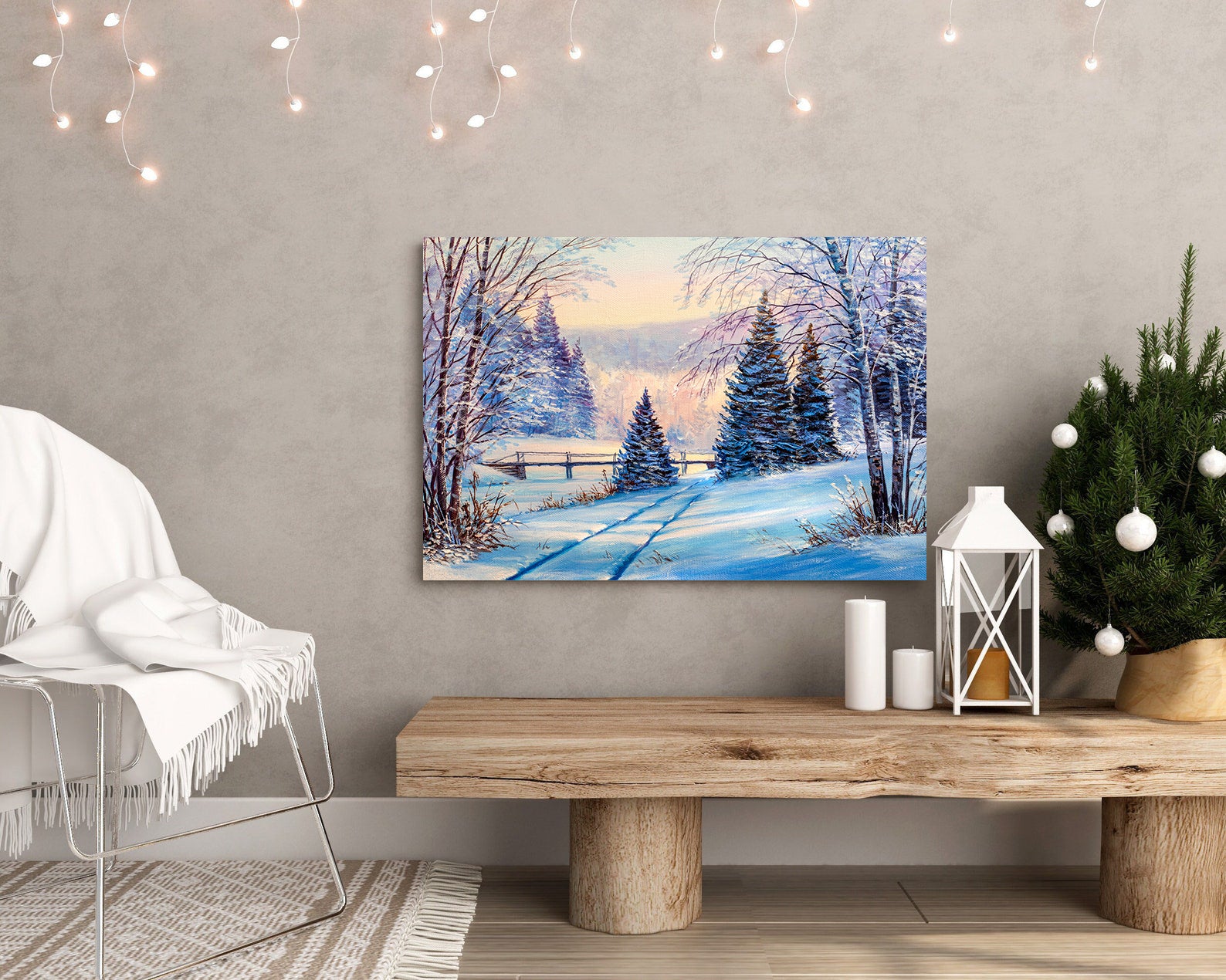 Peinture sur toile - Paysage forestier d'hiver