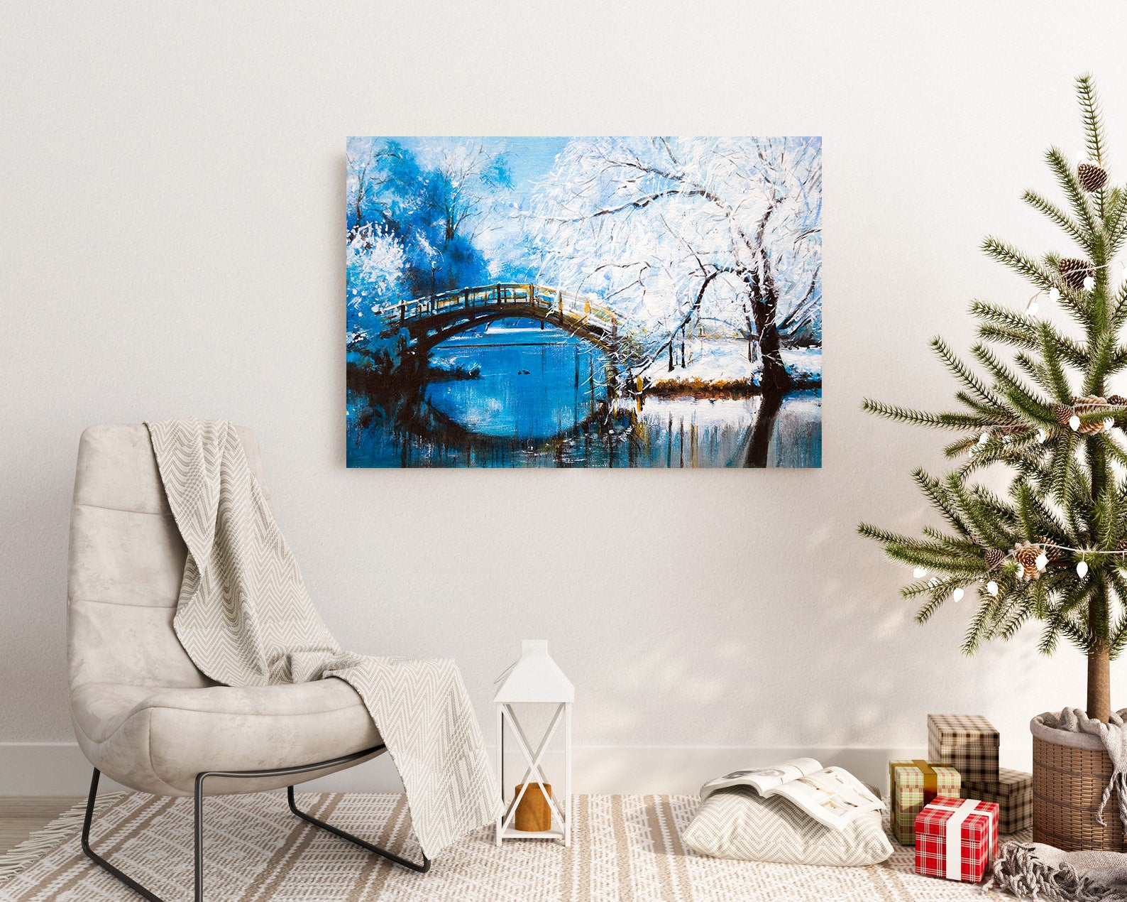 Peinture sur toile - Paysage forestier d'hiver