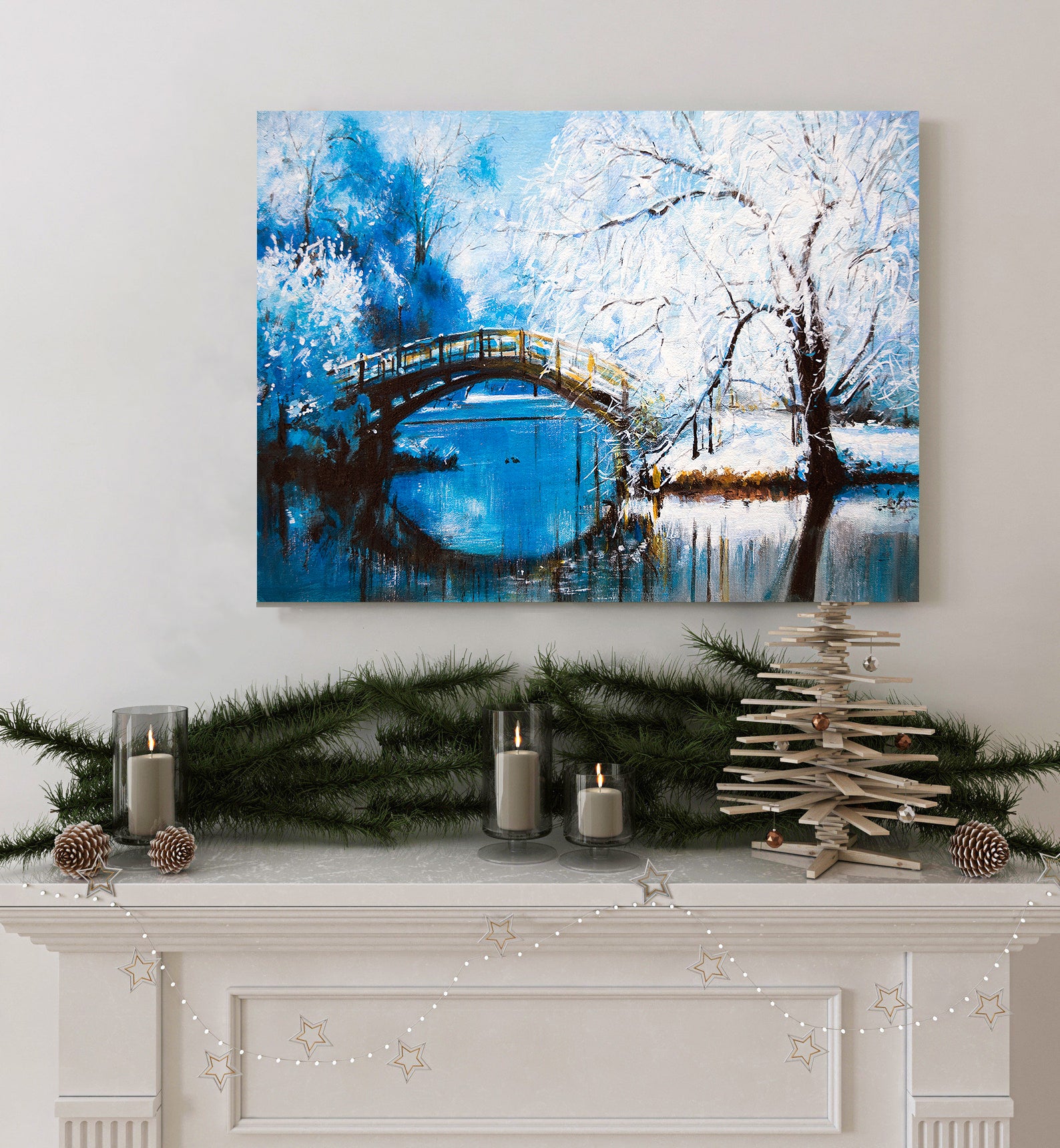 Peinture sur toile - Paysage forestier d'hiver
