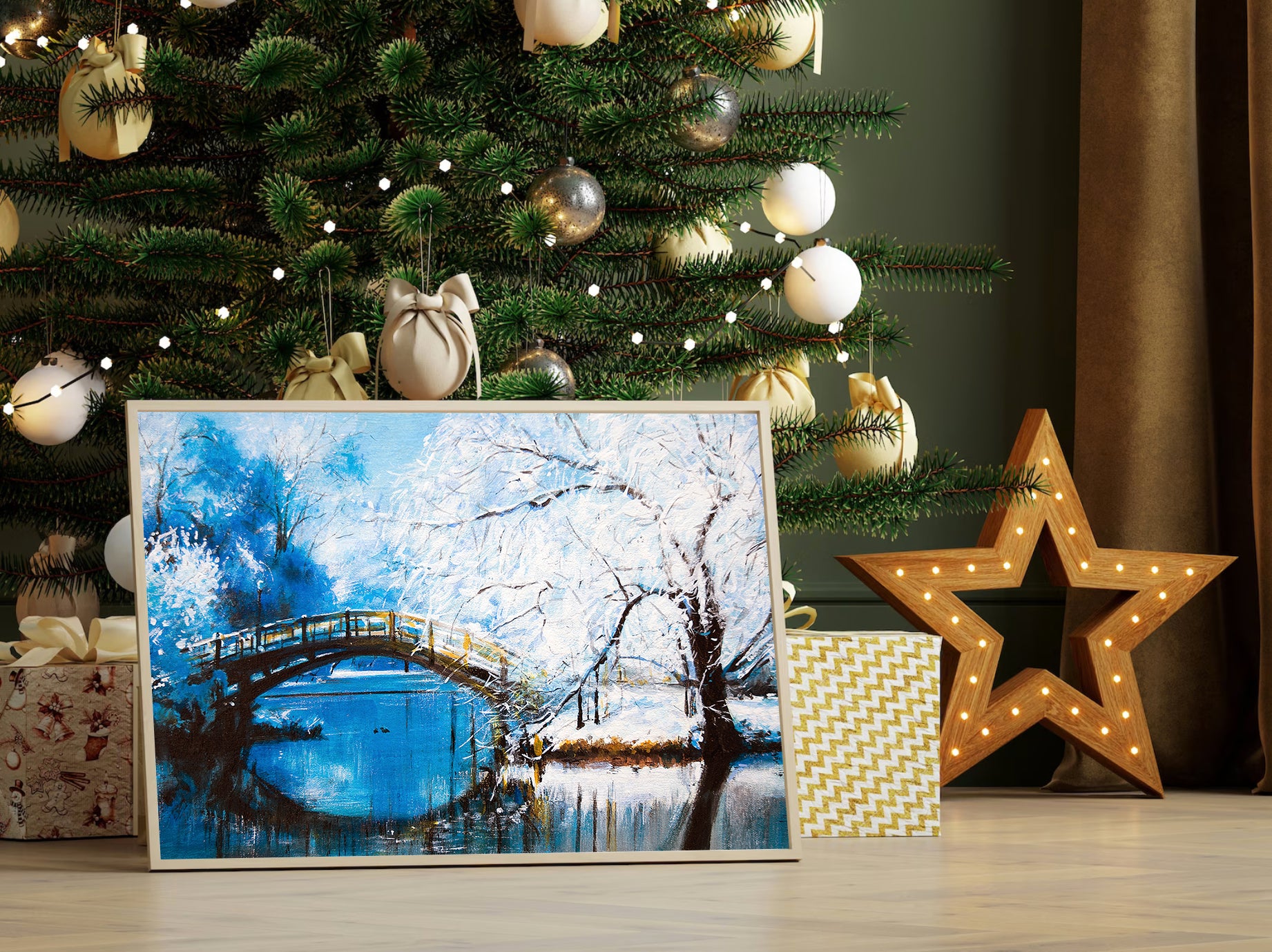 Peinture sur toile - Paysage forestier d'hiver